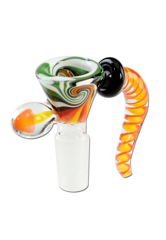 Black Leaf Swirl Art Bowl | SG14 Orange/Green