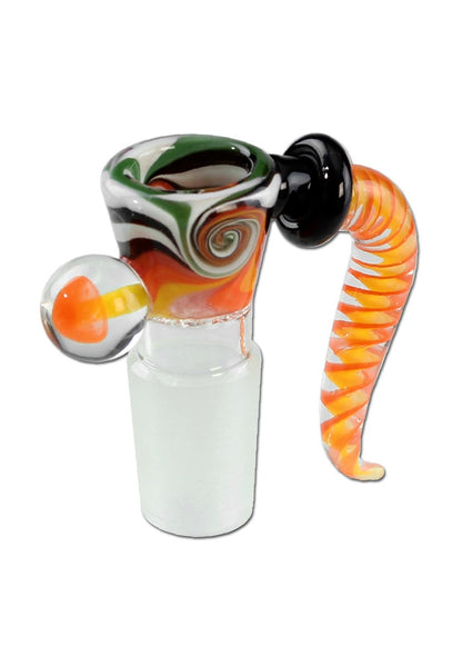 Black Leaf Swirl Art Bowl | SG19 Orange/Green