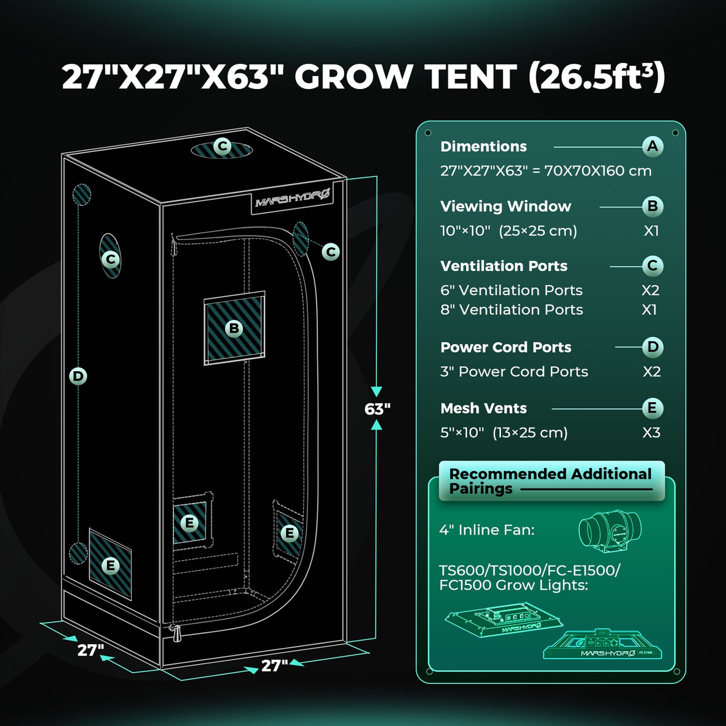 Mars Hydro 70x70x160cm Indoor Grow Tent