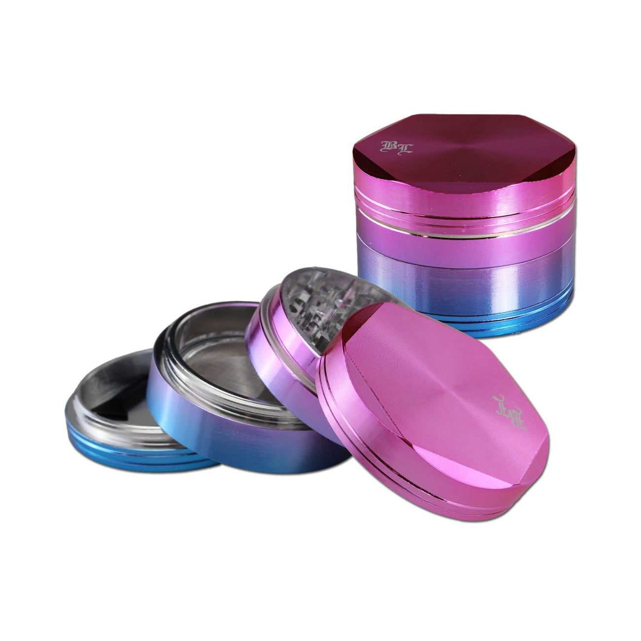 Alu Grinder 4-Part Pink-Blue Iridescent