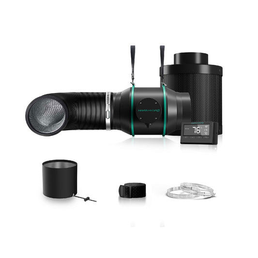 Mars Hydro 150mm Inline Duct Fan and Refillable Carbon Filter Combo Thermostat Controller