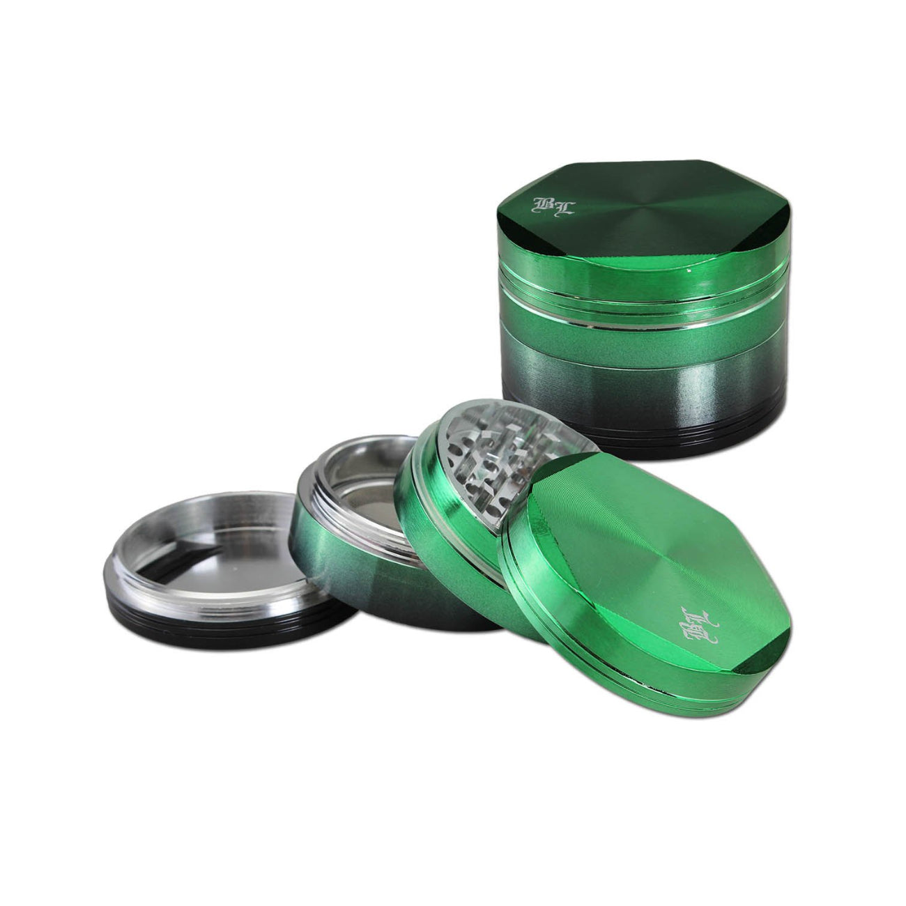 Alu Grinder 4-Part Green-Black Iridescent