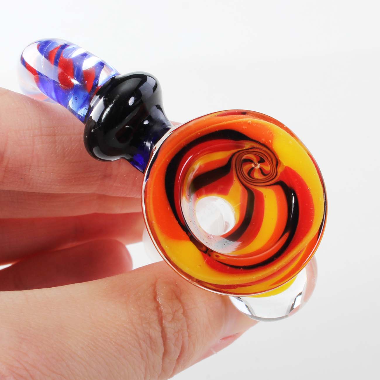 Black Leaf Swirl Art Bowl | SG14 Orange