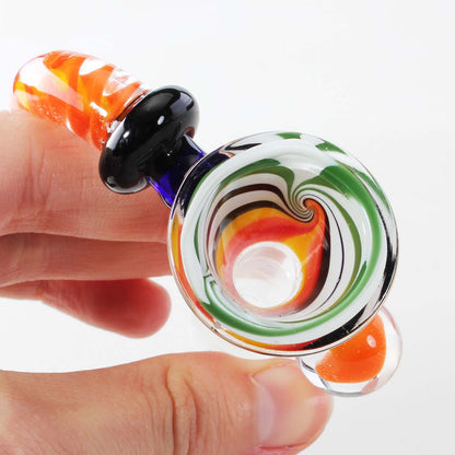 Black Leaf Swirl Art Bowl | SG19 Orange/Green