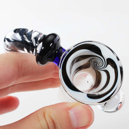 Black Leaf Swirl Art Bowl | SG19 Black/White