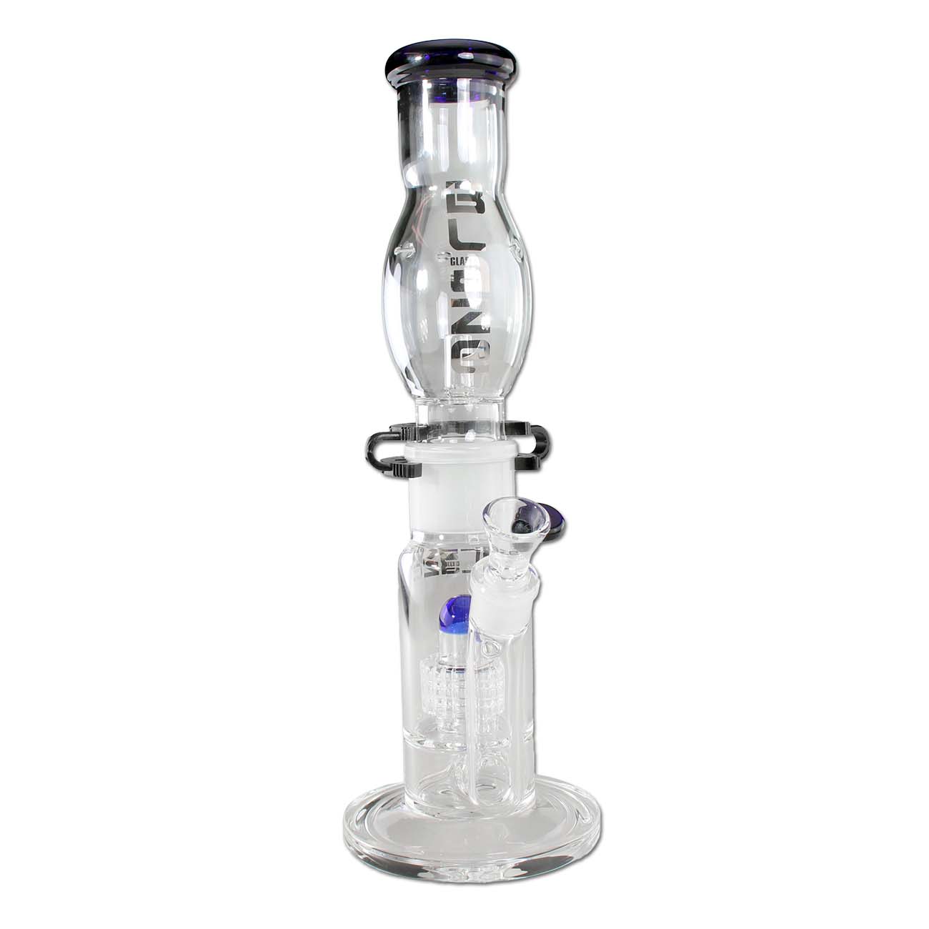 M+M Blaze bong with drum percolator blue