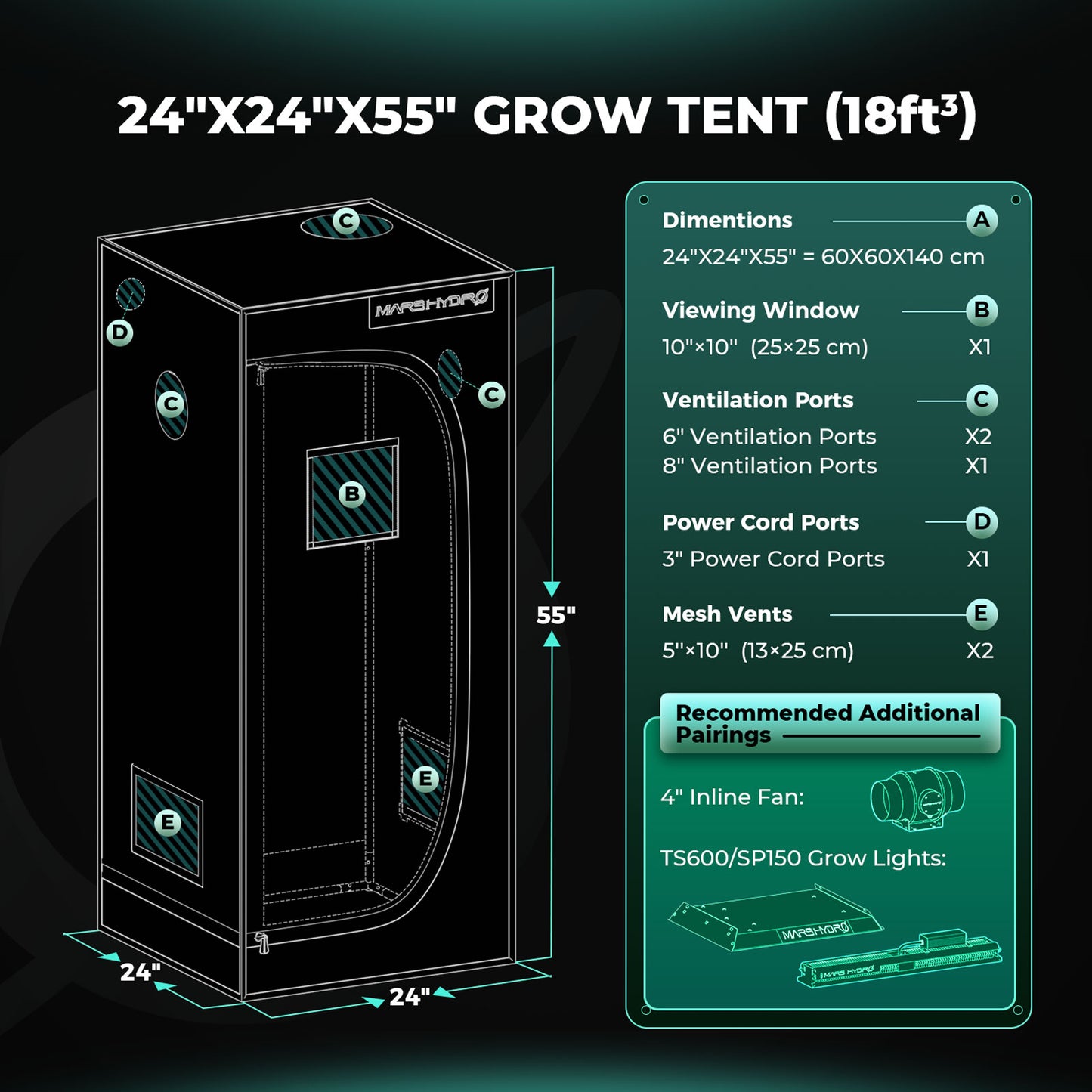 Mars Hydro TS 600 Complete Grow Tent Kit With Speed Controller