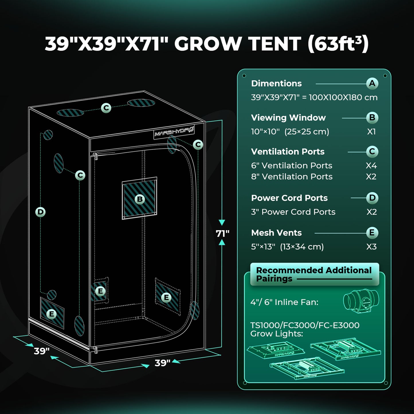 Mars Hydro 100x100x180cm Indoor Grow Tent