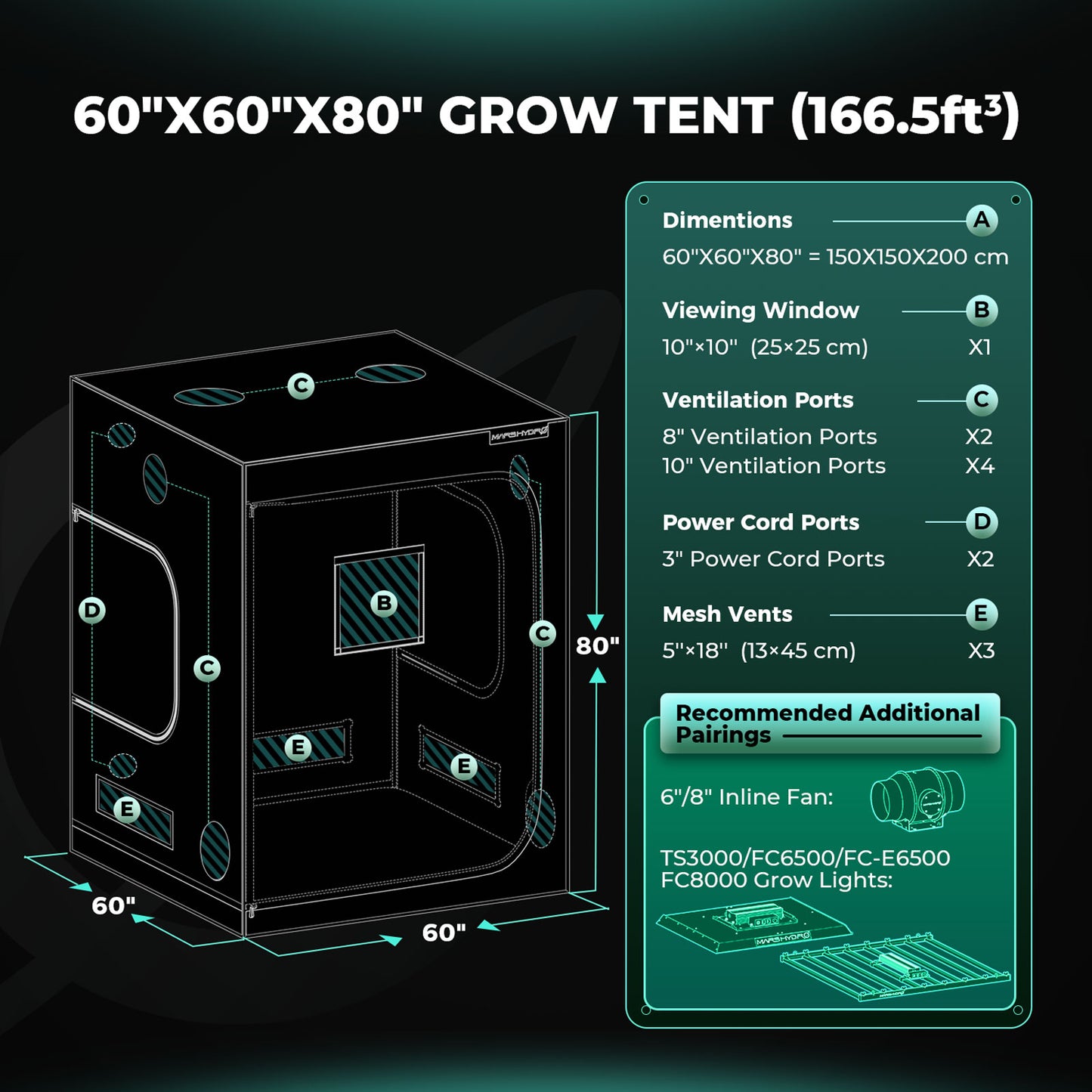 Mars Hydro 150x150x200cm Indoor Grow Tent